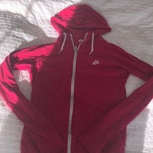 Pink Nike hooded zip up sweatshirt